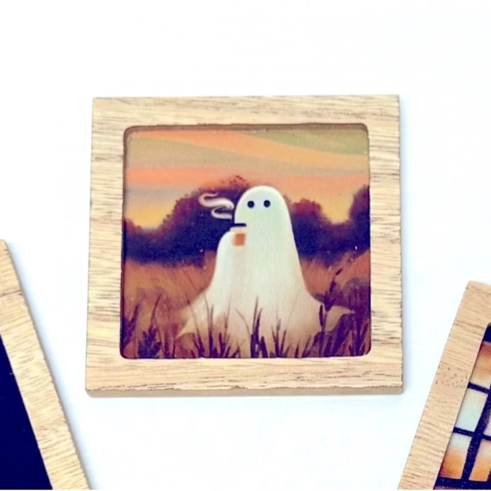3 for $15 SALE Target Bullseye Playground Full Set of 3 Ghost Art Wooden Magnets